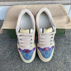 Gucci Beige and Purple Sneakers